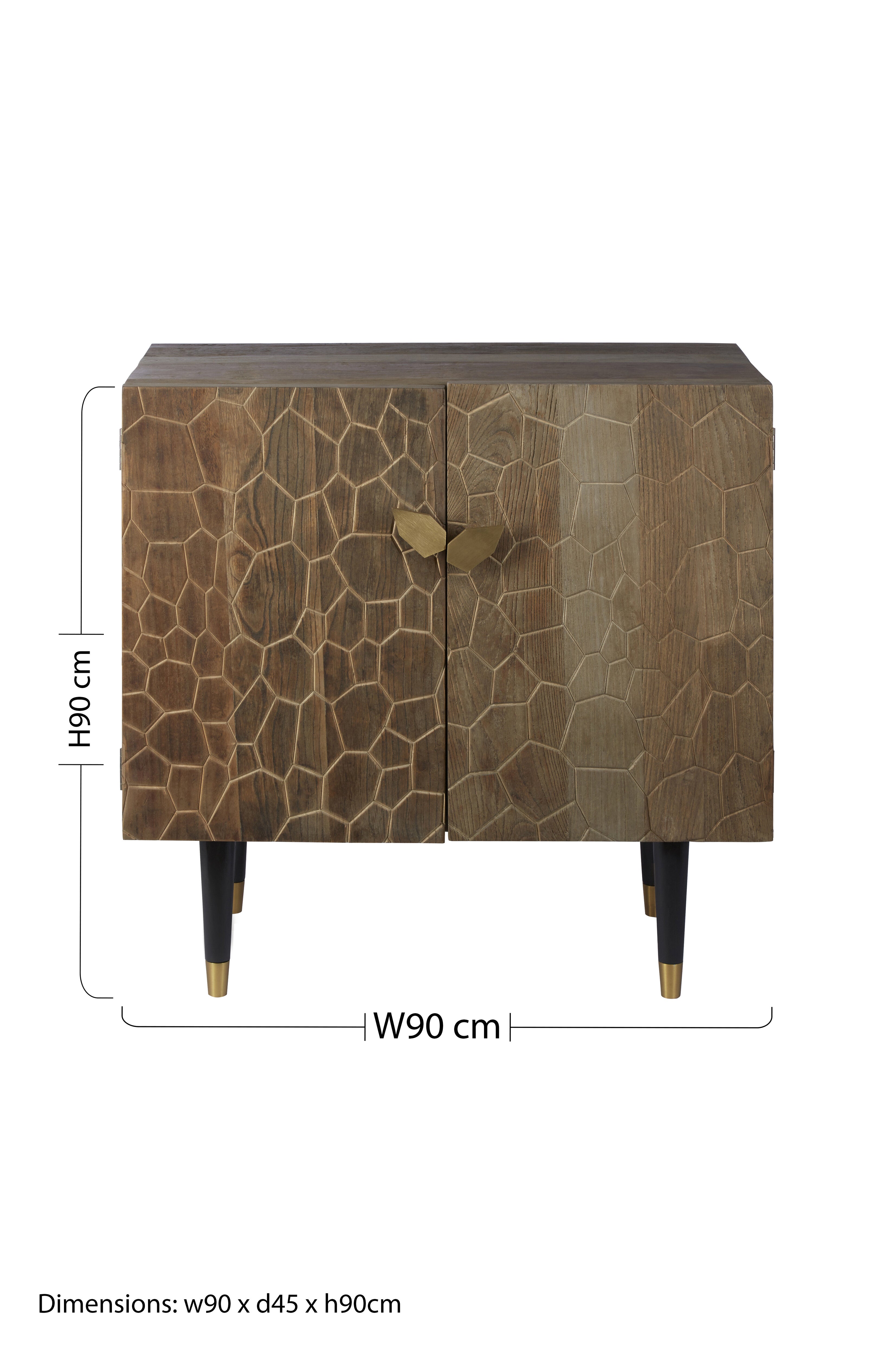 Cobre Natural Elm Wood Geometric Sideboard